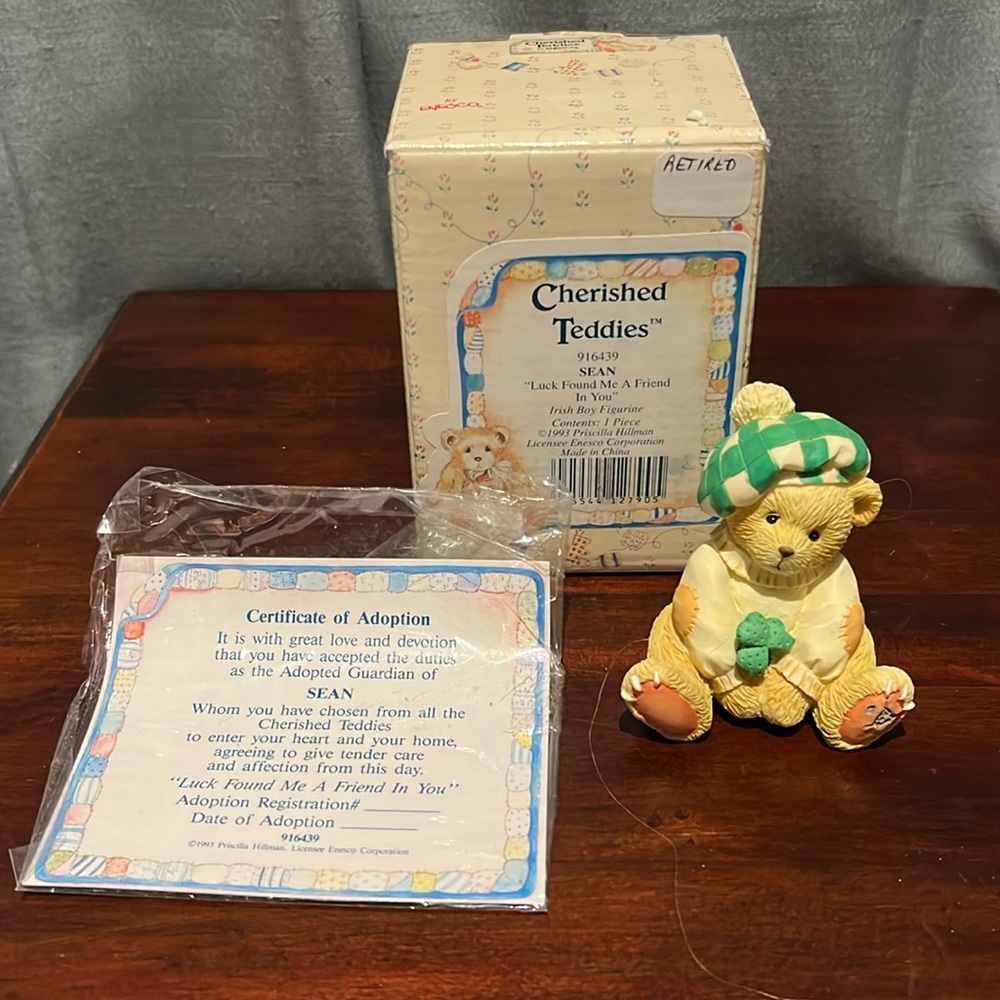 Cherished Teddy Irish Figurine SEAN Luck Found Me a Friend in You 1993 NIB